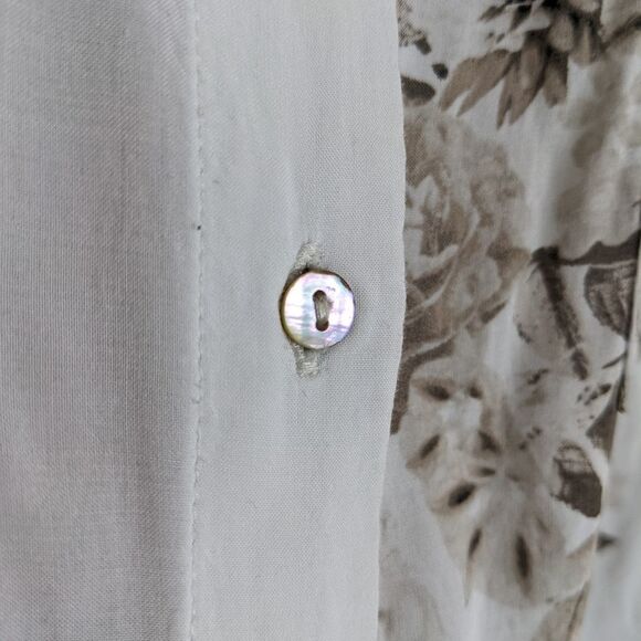 Smart SET white floral blouse crop top brown roses viscose Medium reworked - Picture 3 of 11